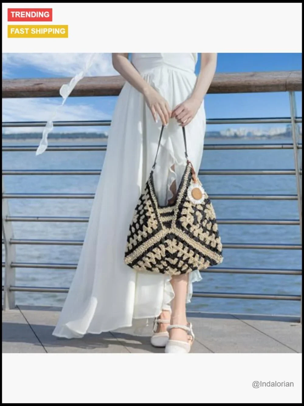 Woven Straw Hobo Shoulder Bag - Lightweight Summer Tote for Beach Travel